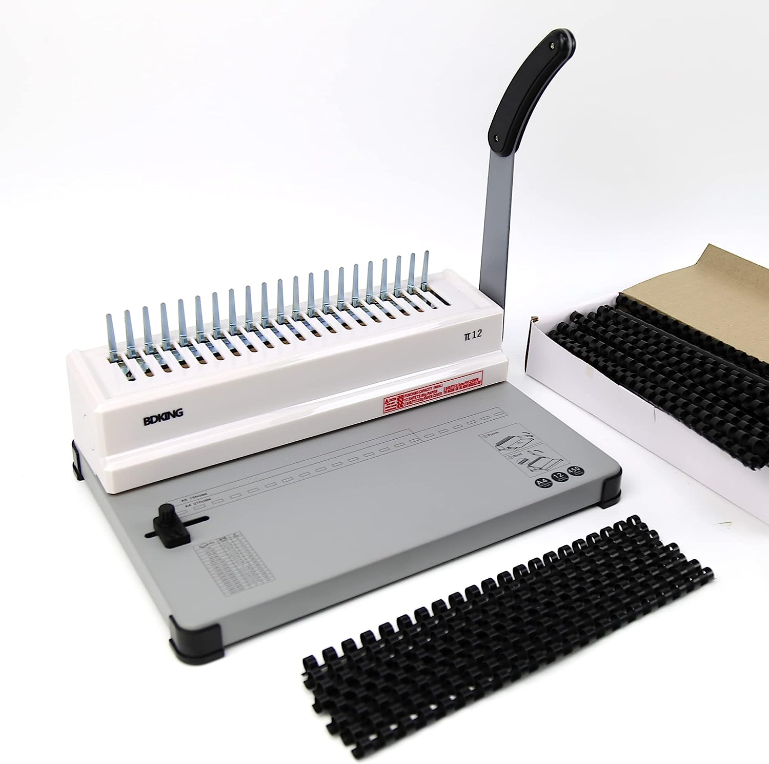 230527222510354_1 Binding Machine, BDKING Comb Binding Machine, 21 Holes, 450 Pages, with 100 PCS 3/8 '' Comb Binding spines, Suitable for Letter Size, A4, B5,A5 or Smaller Office documents - Image 1